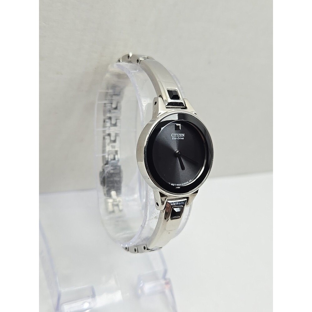 Citizen Eco Drive Solar Womens Black Dial Silver Stainless Bracelet Watch Works - Picture 3 of 10